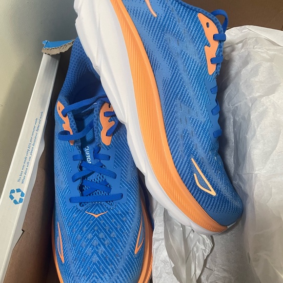 Hoka One One Clifton 9 Wide - Blue and Orange - Picture 1 of 4